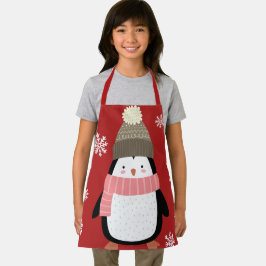 Niedlicher Cartoon Pinguin Winter Schneeflocken We Schürze