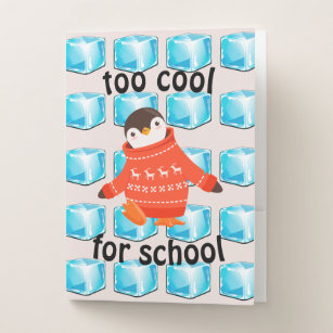Niedlicher Cartoon Pinguin "zu Cool für die Schule Bewerbungsmappe