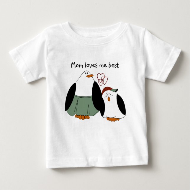 Niedlicher Cartoon Pinguine Mama Lieben Baby T-shirt (Vorderseite)