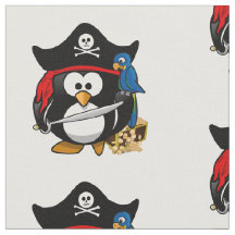 Niedlicher Cartoon Pirate Pinguin mit Papagei