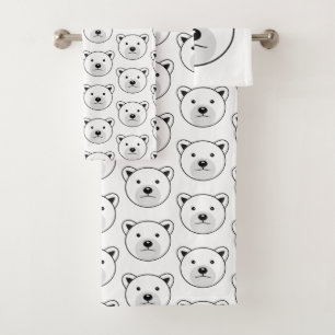 Niedlicher Cartoon Polar Bear Badhandtuch Set