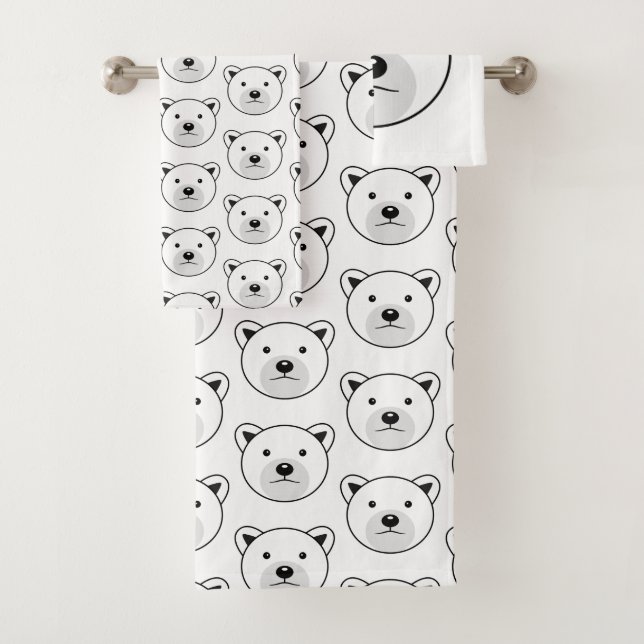 Niedlicher Cartoon Polar Bear Badhandtuch Set (Insitu)
