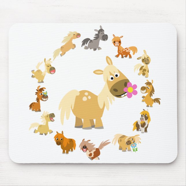 Niedlicher Cartoon Ponies Mandala Mousepad (Vorne)