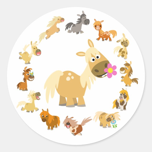 Niedlicher Cartoon Ponies Mandala Sticker (Vorderseite)
