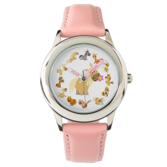 Niedlicher Cartoon Ponies Mandala Watch Armbanduhr (Vorderseite)