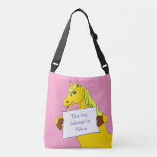 Niedlicher Cartoon Pony mit Meldung Tragetaschen Mit Langen Trägern