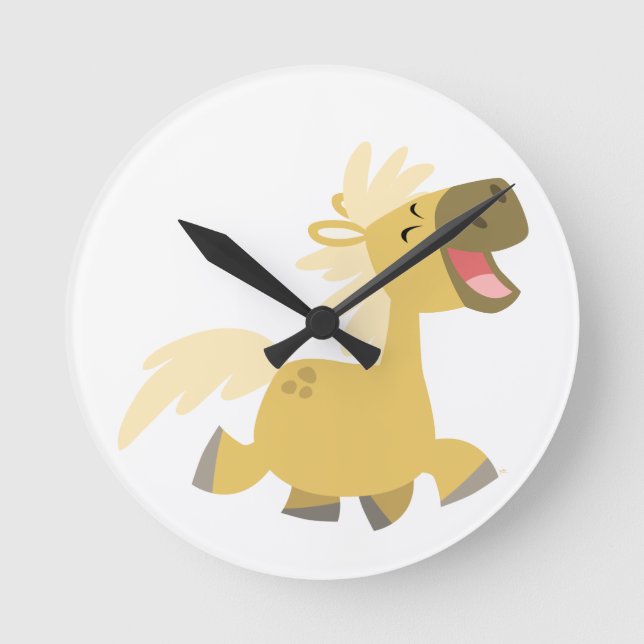 Niedlicher Cartoon Pony Wall Clock Runde Wanduhr (Vorderseite)