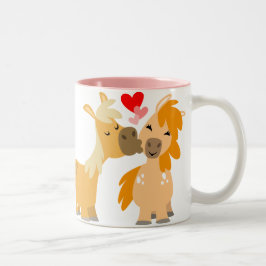 Niedlicher Cartoon Ponys in der Liebe Tasse
