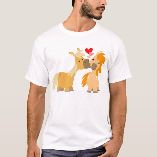 Niedlicher Cartoon Ponys in Liebe Kinder T - Shirt (Vorderseite)