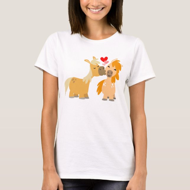 Niedlicher Cartoon Ponys in Liebe T - Shirt Frauen (Vorderseite)