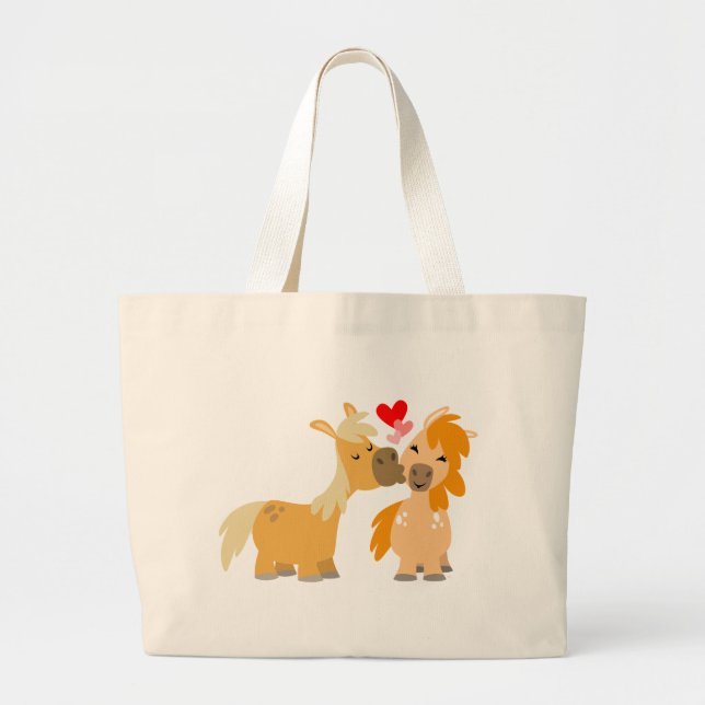 Niedlicher Cartoon Ponys in Liebe Tasche (Vorne)