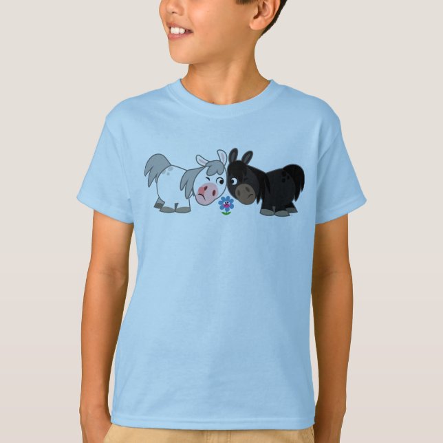 Niedlicher Cartoon Ponys Standoff Children T - Shi T-Shirt (Vorderseite)