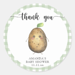 Niedlicher Cartoon Potato Babydusche Danke Runder Aufkleber
