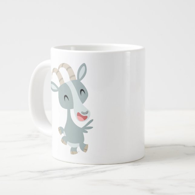 Niedlicher Cartoon Prancing Goat Jumbo Tasse (Vorderseite Links)