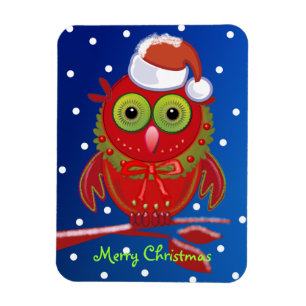 Niedlicher Cartoon-Premium-Magnet mit Santa Owl Magnet