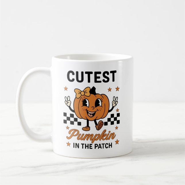 Niedlicher Cartoon Pumpkin im Patch Kaffeetasse (Links)