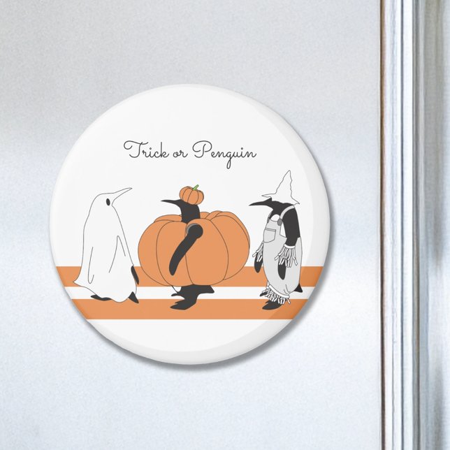Niedlicher Cartoon Pumpkin Penguin Funny Halloween Magnet (Von Creator hochgeladen)