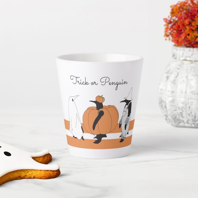 Niedlicher Cartoon Pumpkin Penguin Funny Halloween Milchtasse (Von Creator hochgeladen)