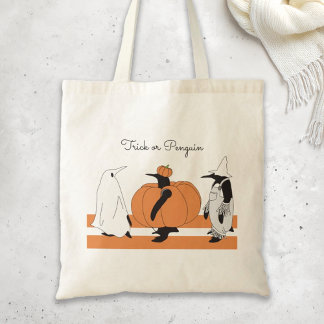 Niedlicher Cartoon Pumpkin Penguin Funny Halloween Tragetasche