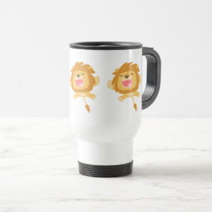Niedlicher Cartoon Puncing Lion-Computer-Tasse Reisebecher