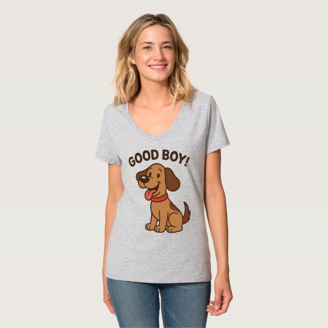 🐶 | Niedlicher Cartoon Pup mit Fun Vibes T-Shirt (Vorderseite Vollansicht)