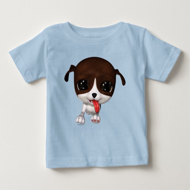 Niedlicher Cartoon Puppy Blue Baby T - Shirt (Vorderseite)
