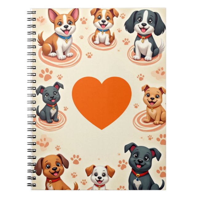 Niedlicher Cartoon Puppy-Notebook Liebliche Dogs-J Notizblock (Vorderseite)