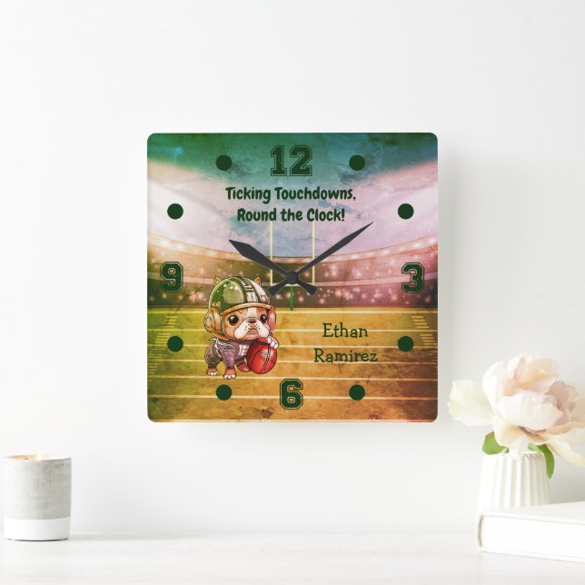 Niedlicher Cartoon Quadratische Wanduhr (Zuhause)