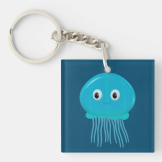 Niedlicher Cartoon Quallen im blauen Ozean Schlüsselanhänger