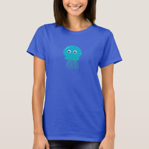 Niedlicher Cartoon Quallen im blauen Ozean T-Shirt