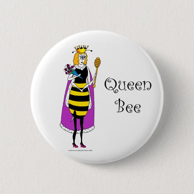 Niedlicher Cartoon Queen Bee Button (Vorderseite)
