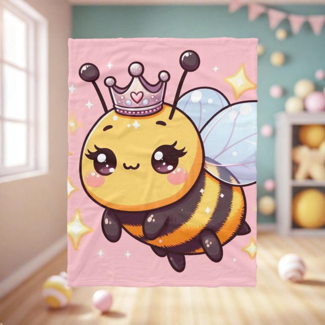 Niedlicher Cartoon Queen Bee Fleecedecke (Von Creator hochgeladen)