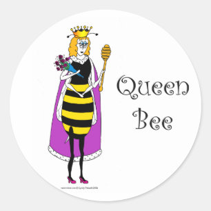 Niedlicher Cartoon Queen Bee Runder Aufkleber