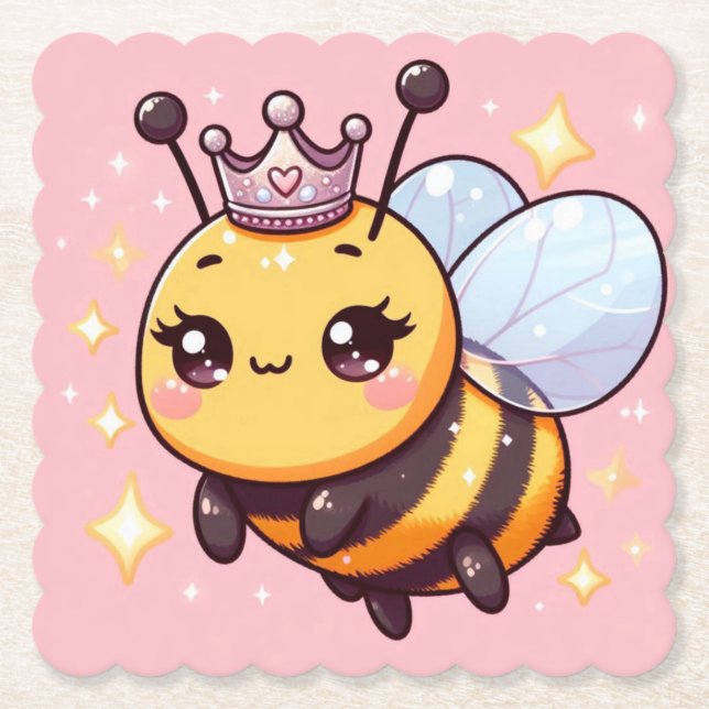 Niedlicher Cartoon Queen Bee Untersetzer (Vorderseite)
