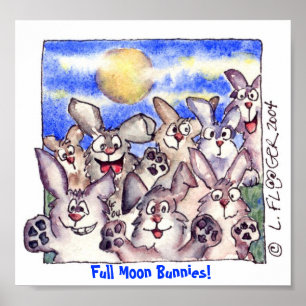 Niedlicher Cartoon Rabbit Full Moon Poster drucken