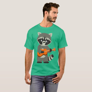 Niedlicher Cartoon Raccoon Gitarre spielen T-Shirt