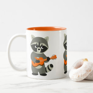 Niedlicher Cartoon Raccoon Gitarre spielen Zweifarbige Tasse
