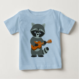Niedlicher Cartoon Raccoon Playing Guitar Baby T - T-shirt