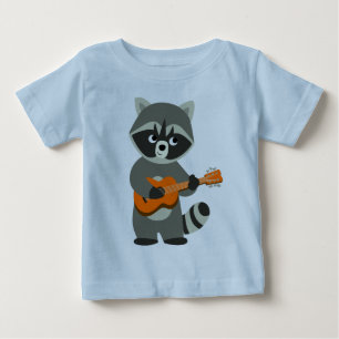 Niedlicher Cartoon Raccoon Playing Guitar Baby T - T-shirt