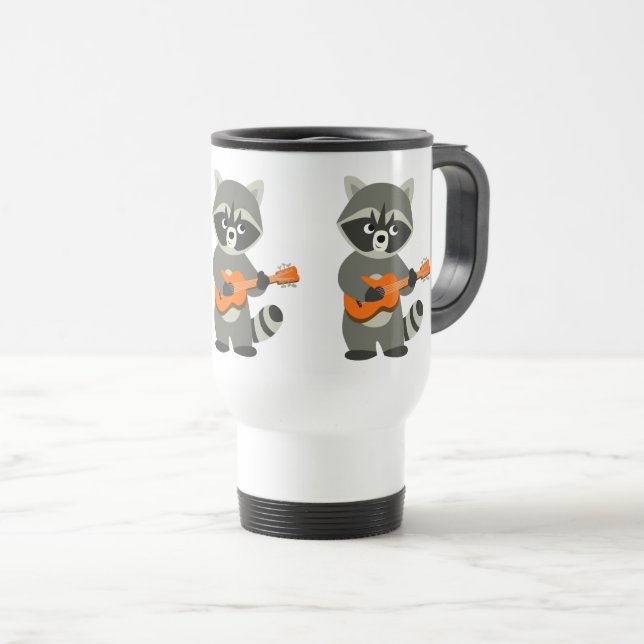 Niedlicher Cartoon Raccoon Playing Guitar Tasse (VorderseiteRechts)