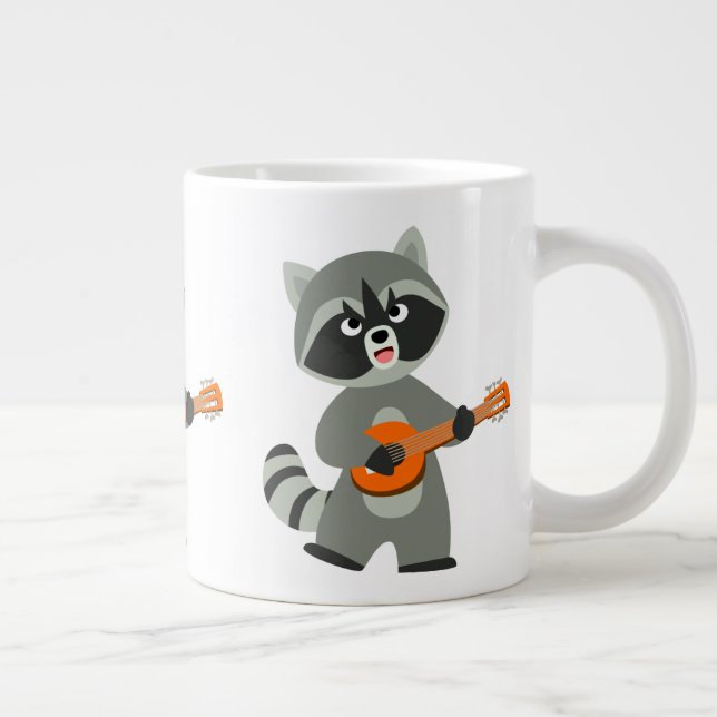 Niedlicher Cartoon Raccoon Spielen Banjo Jumbo-Tasse (Rechts)