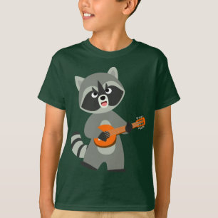 Niedlicher Cartoon Raccoon Spielen Banjo Kinder T  T-Shirt