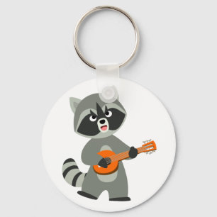 Niedlicher Cartoon Raccoon Spielen Banjo Schlüsselanhänger