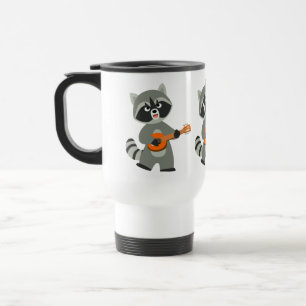 Niedlicher Cartoon Raccoon Spielen Banjo Tasse