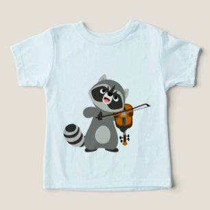Niedlicher Cartoon Raccoon Violine Baby T - Shirt