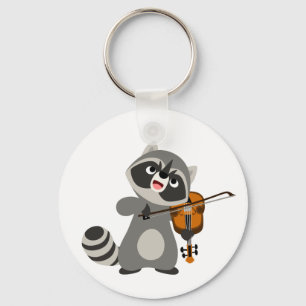 Niedlicher Cartoon Raccoon Violine Schlüsselanhänger
