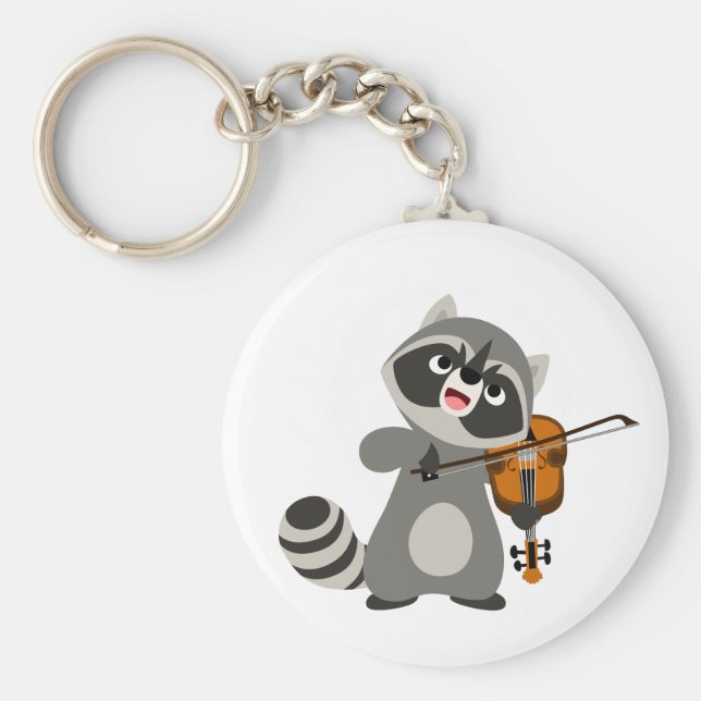 Niedlicher Cartoon Raccoon Violine Schlüsselanhänger (Vorne)