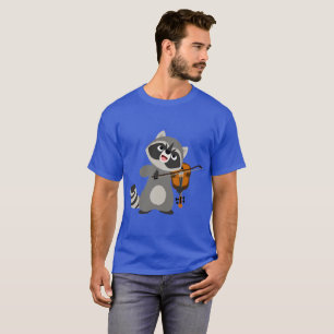 Niedlicher Cartoon Raccoon Violine T-Shirt
