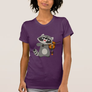 Niedlicher Cartoon Raccoon Violine T - Shirt