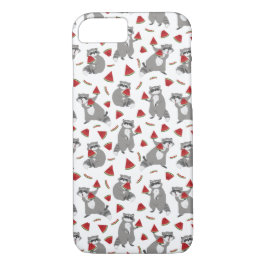Niedlicher Cartoon Raccoons mit Watermelon Muster Case-Mate iPhone Hülle